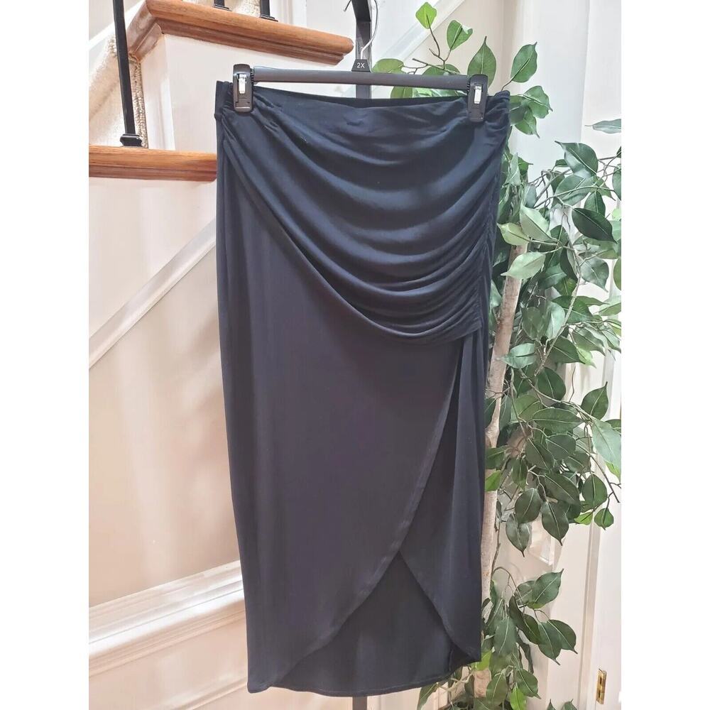 New Cabi Run Around‎ Black Skirt #5052 Long Stretchy Faux Wrap Maxi Medium